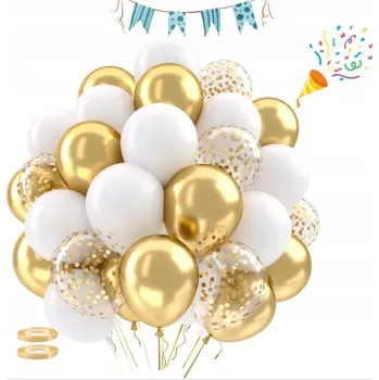 Balónek Balónky Bílo-Zlaté Narozeninové Dekorace Balónky na Přijímání, Baby Shower 62ks