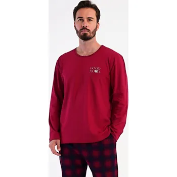 Pánské pyžamo Vienetta MAN Pánské pyžamo dlouhé Good mood Barva: Bordó, Velikost: XL