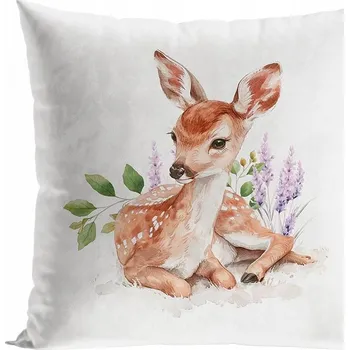 Povlak na polštářek Dekorační povlak na polštář VELVET, 40x40 SRNKA V POHÁDKOVÉM LESE