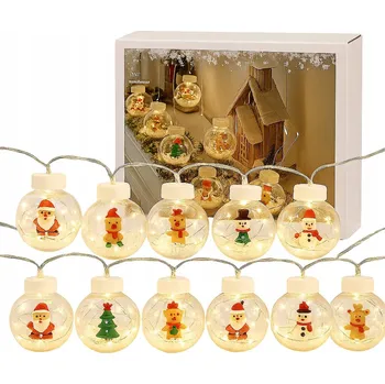 Vánoční dekorace SVĚTELNÝ ZÁVĚS LAMPIČKY VÁNOČNÍ BAŇKY S MIKULÁŠEM KOULE LED SVĚTÝLKA VÁNOCE