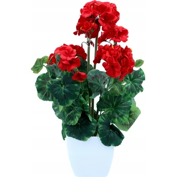 umělá květina Pelargonie v květináči umělá rostlina Červená