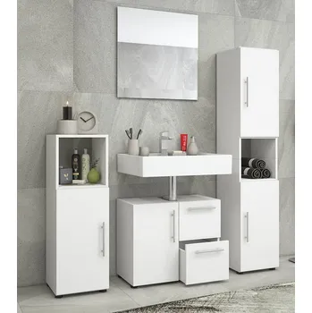 Koupelnový nábytek Vcm Koupelnová sestava Flandu se zrcadlem, bílá