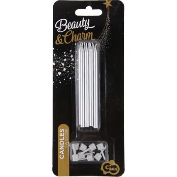 Narozeninové svíčky Godan stříbrné 8 ks