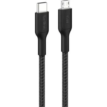Datový kabel Belkin BOOST CHARGE™ PRO USB-C/microUSB, 1m, černý - odolný