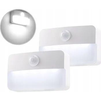 Noční světlo LED NOČNÍ LAMPA S ČIDLEM SOUMRAKOVÉHO SVĚTLA, BATERIE, SAMOLEPICÍ 2 KS, STUDENÁ