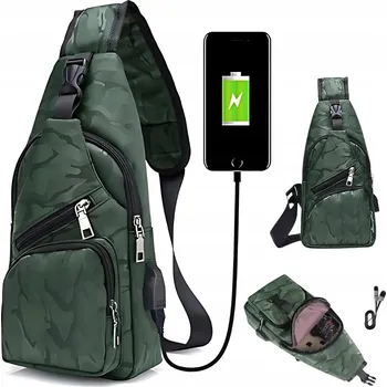 CESTOVNÍ TAŠKA PŘES RAMENO, PŘES HRUDNÍK S USB PORTEM, LEHKÁ