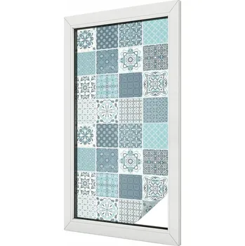 Okenní dekorace Zatemňovací mléčná dekorativní Fólie na okno, vzor Boho dlaždice, 50x100 cm