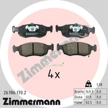 Brzdová destička Sada brzdových destiček, kotoučová brzda ZIMMERMANN 26786.170.2