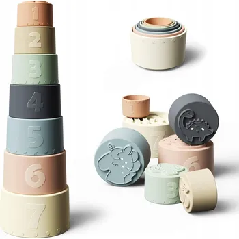 SILIKONOVÁ VĚŽ SENZORICKÁ HRAČKA VZDĚLÁVACÍ KOUSÁTKO