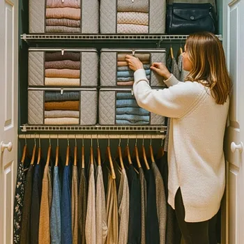 Úložný box 6 Ks. ÚLOŽNÉ TAŠKY NA OBLEČENÍ 84L SKLÁDACÍ ÚLOŽNÉ BOXY ORGANIZÉR ZIP