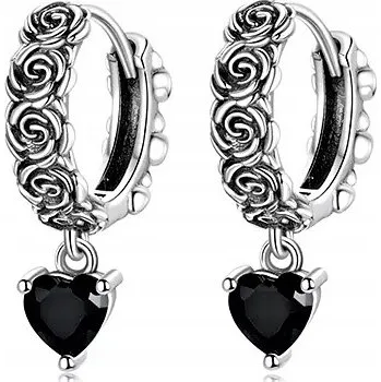 Náušnice STŘÍBRNÉ NÁUŠNICE 925 PRO ŽENY RŮŽE ČERNÉ