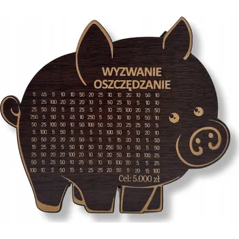 Pokladnička PRASÁTKO POKLADNIČKA VÝZVA ÚSPORY DÁREK UPOMÍNKA ÚSPORY WENGE