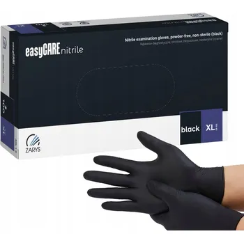 Vyšetřovací rukavice Nitrilové na jedno použití rukavice Zarys easyCARE černé, velikost XL, 100 ks