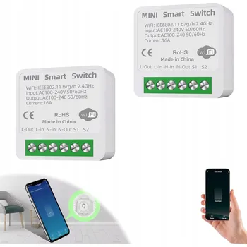 vypínač WiFi relé TUYA mini spínač do krabičky pod omítku, ovladač světla 16A