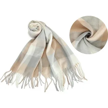 Šátek Béžový kostkovaný dámský hřejivý šátek Fronies