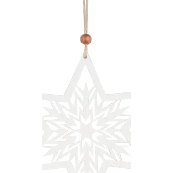 Vánoce Dřevěná ozdoba - Bílá hvězda vyřezávaná na zavěšení