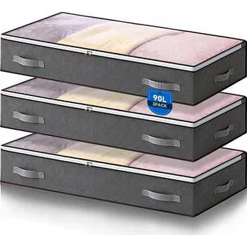 Úložný box 3x ORGANIZÉR NA ULOŽENÍ POVLEČENÍ OBLEČENÍ KONTEJNER POD POSTEL DO SKŘÍNĚ