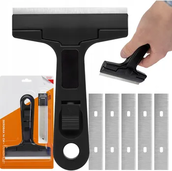 Kuchyňská škrabka ŠKRABKA NA INDUKČNÍ DESKU, SKLO AUTA, OKNA, SPORÁK UNIVERZÁLNÍ + 6 ČEPELÍ