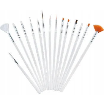 Přípravek na nehty Sada štětců na nehty, zdobení vzorů linií, bílé, 15 kusů