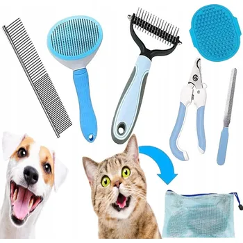 Kosmetika pro psa Sada pro komplexní péči o psa a kočku (6v1) – kartáč, hřeben, kleště na drápky