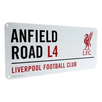 Plechová cedule Cedule Liverpool FC Anfield Road bílá