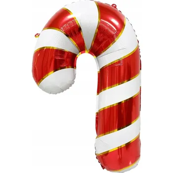 Balónek Fóliový balónek vánoční cukrová hůl 54x74 cm bílá červená zlatá