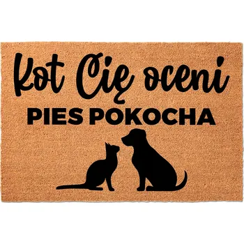 Rohožka KOKOSOVÁ VSTUPNÍ ROHOŽKA 40X60CM KE DVEŘÍM S VTIPEM | KOČKA TĚ POSOUDÍ
