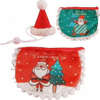 Bryndák Vánoční Sada pro Psa a Kočku: Čepice Mikuláše a Oboustranný Bryndák