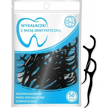 Zubní nit Mezizubní Párátka TESTEO s dentální nití 50 kusů , černá