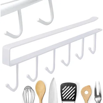 Odkapávač na nádobí VERK GROUP Kuchyňský závěsný stojan bílý kov 6 háčků na nádobí háčky