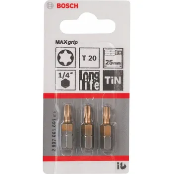 Bit Torx bity Bosch 2607001691 T20 x 25 mm, 3 ks
