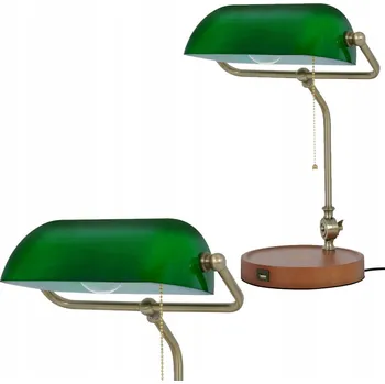 Lampička Stolní lampa bankéřka BANK K-MT-208 zelená/zlatá, stylová klasická