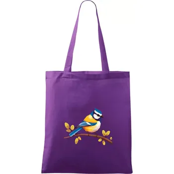 Sýkorka modřinka kreslená - Taška bavlněná - 42 x 38 cm ( Fialová )