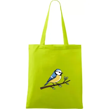 Sýkorka modřinka na větvi - Taška bavlněná - 42 x 38 cm ( Limetková )
