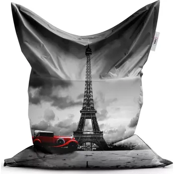 Sedací pytel Sablio Sedací vak Classic Eiffelova věž a červené auto - 150x100 cm