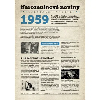Narozeninové noviny 1959 s vlastní fotografií a textem S textem