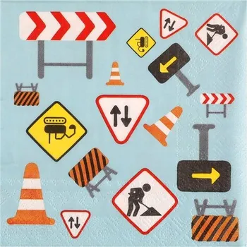 Papírový ubrousek Ubrousky Stavba 33 cm 20 ks. Dopravní značky