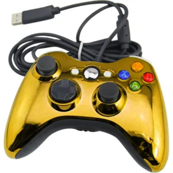 Herní konzole Xbox 360 kabelový ovladač chromovaný žlutý limited