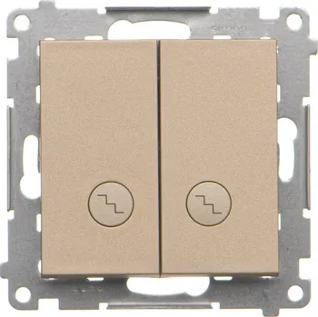 vypínač Vypínač střídavý 2 násobný, s orientačním LED podsvětlením,, Simon 55 TW6/2L2.01/144, champagne metalizovaná