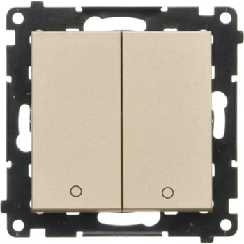 vypínač Vypínač dvoupólový 2 násobný, řazení 2+2, 16 A / 230 V~, bezšroubové, Simon 55 TW22A.01/144, champagne metalizovaná
