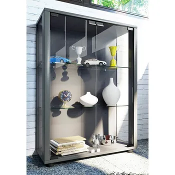 Komoda Vcm Vitrína Sintalo s LED osvětlením, stříbrná