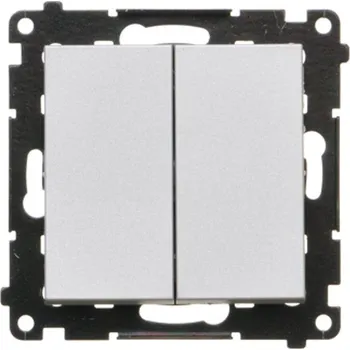 vypínač Vypínač střídavý 2 násobný, bez piktogramu, řazení 6+6, 10 A / 230 V~,, Simon 55 TW6/2.01/X/143, hliníková