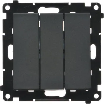 vypínač Vypínač jednopólový 3 násobný, s orientačním LED podsvětlením, řazení, Simon 55 TW31L.01/149, černá metalizovaná