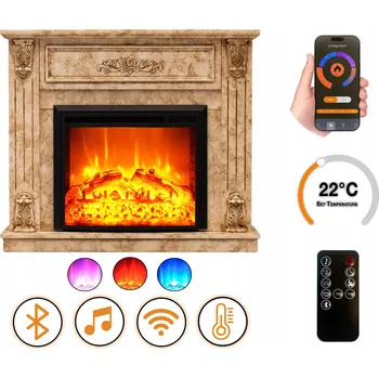 Elektrický krb DLC Home volně stojící s Bluetooth reproduktorem Rosmarin EF4