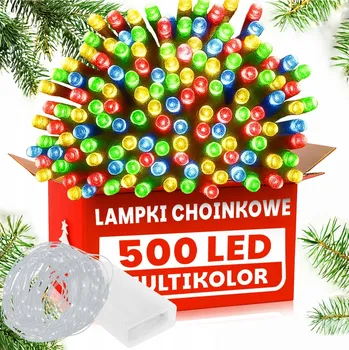 Vánoce SADA SVĚTEL 500 LED MULTICOLOR + DRÁTKOVÁ SVĚTLA 20 LED BÍLÁ STUDENÁ VÁNOČNÍ