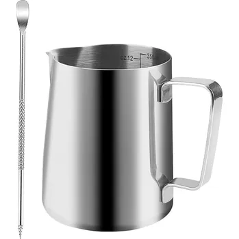 Konvička na mléko DŽBÁN NA MLÉKO MLECZNIK Z NEREZOVÉ OCELI 350 ML MĚŘÍTKO JEHLA LATTE ART