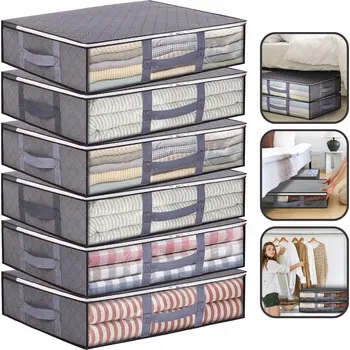 Úložný box 6x Organizér pod postel, Skládací úložné tašky na oblečení, boxy,