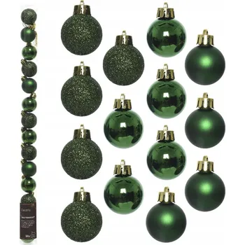 Vánoční dekorace Zelené plastové vánoční ozdoby vánoční baňky - nerozbitné dekorace - 14 ks 3 cm