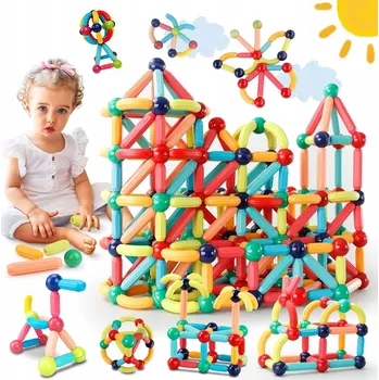 ostatní stavebnice STAVEBNICE STAVEBNICE, EDUKAČNÍ MONTESSORI, MAGNETICKÁ SADA 64 DÍLKŮ