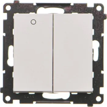 vypínač Vypínač jednopólový + spínač dvoupólový, 16 A / 230 V~, šroubové svorky, Simon 55 TW12A.01/114, šedá světlá